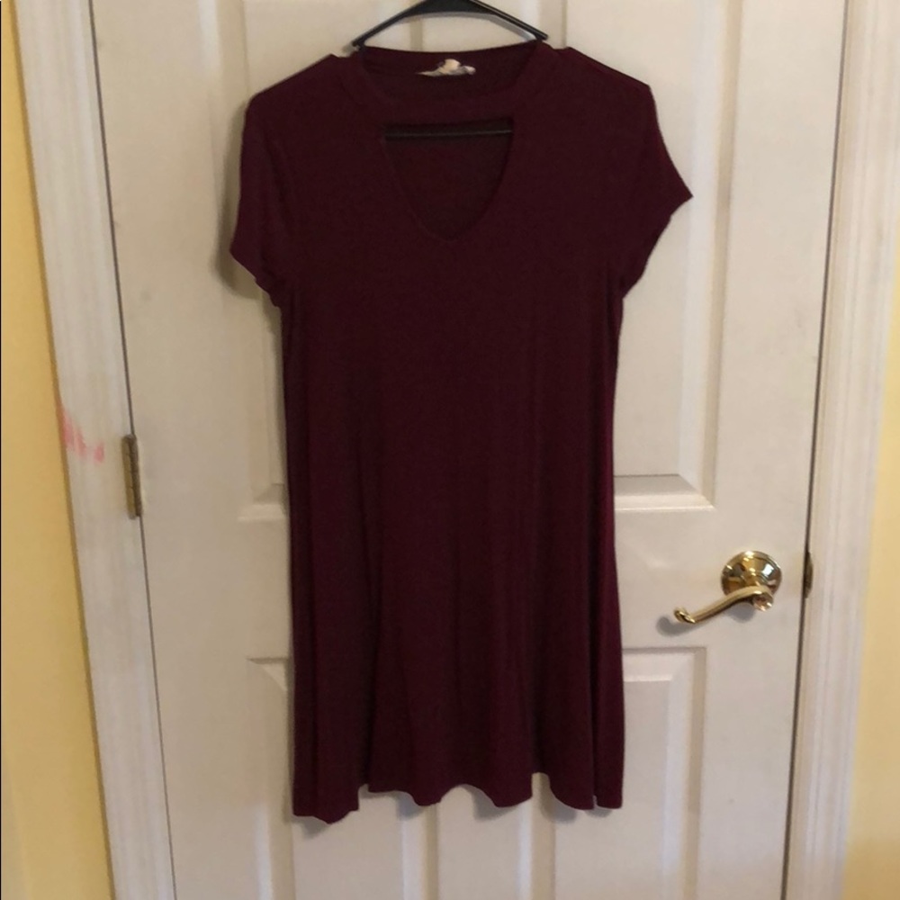 Maroon short sleeve dress. Size L